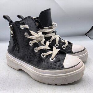 Converse Chuck Taylor All Star Lugged Lift Kids Size 1.5 Black White Shoes Zip
